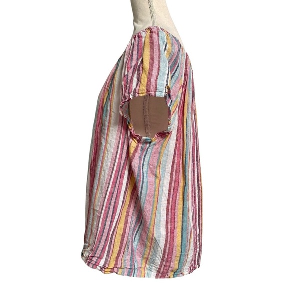BeachLunchLounge Gayle Pastel Stripe Linen Cotton Off Shoulder Top 1X - Picture 6 of 11